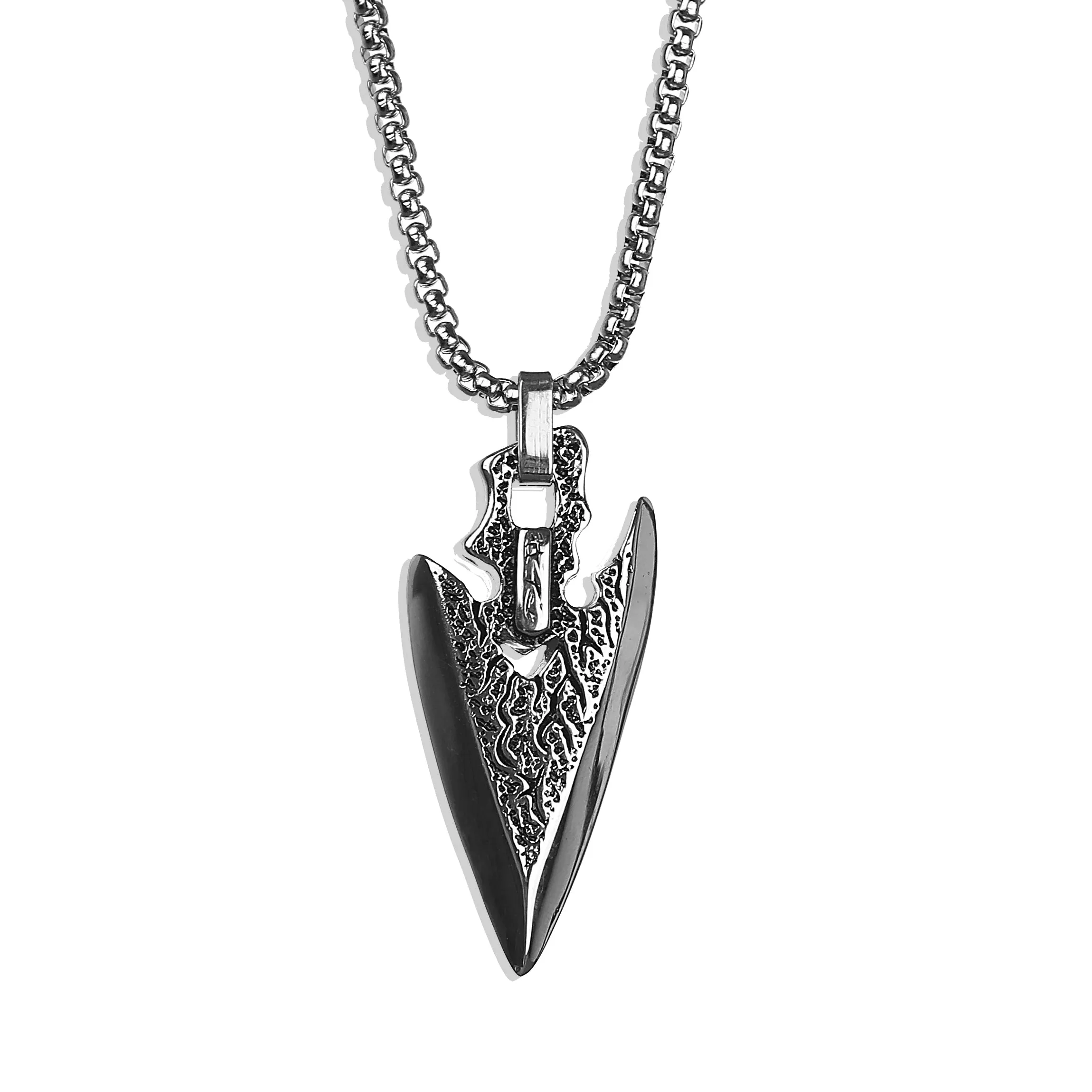 Rugged Arrowhead Necklace - Silver