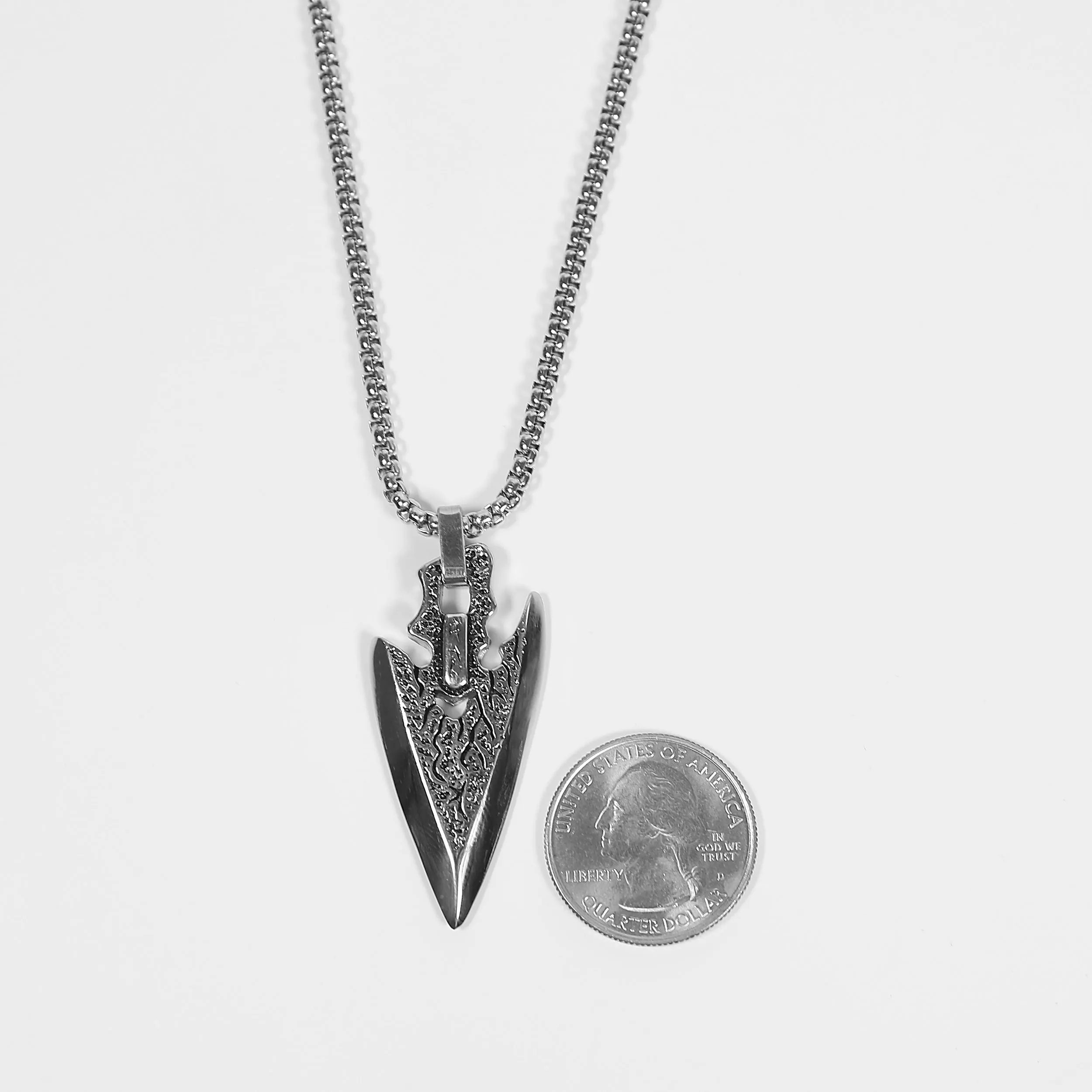 Rugged Arrowhead Necklace - Silver