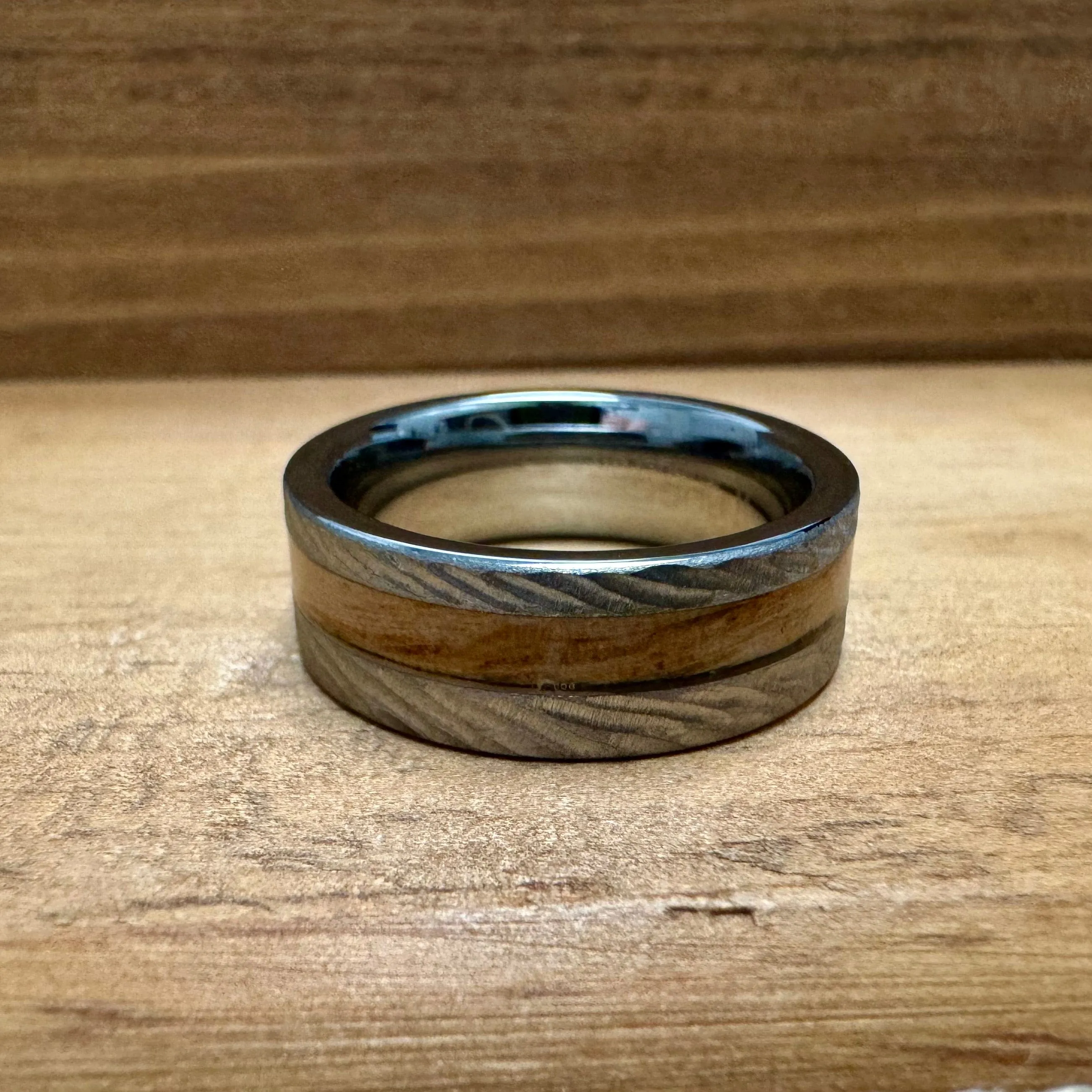 “Rugged Old Ironsides" 100% USA Made Rugged Tungsten Ring With Wood From USS Constitution Ship