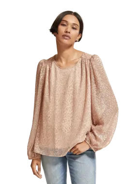 Scotch & Soda Metallic Balloon Sleeve Blouse