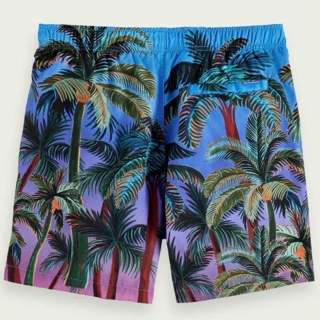 Scotch & Soda Printed Mid Length Swimshort (Navy Aop Palmtrees) 172424