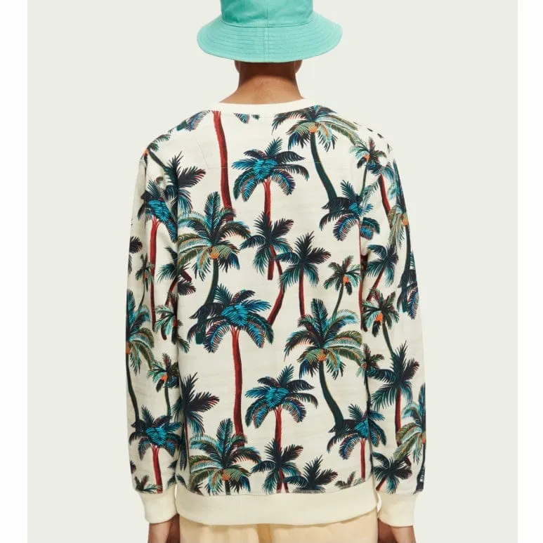 Scotch & Soda Regular Fit Printed Sweatshirt (Offwhite Palmtrees Aop) 171669