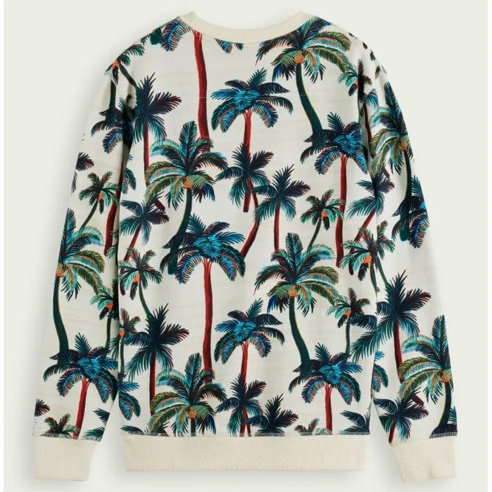 Scotch & Soda Regular Fit Printed Sweatshirt (Offwhite Palmtrees Aop) 171669