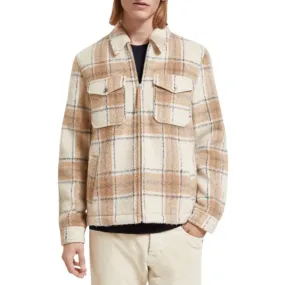 Scotch & Soda Zip-Thru Check Overshirt (Offwhite Camel Check) 174429