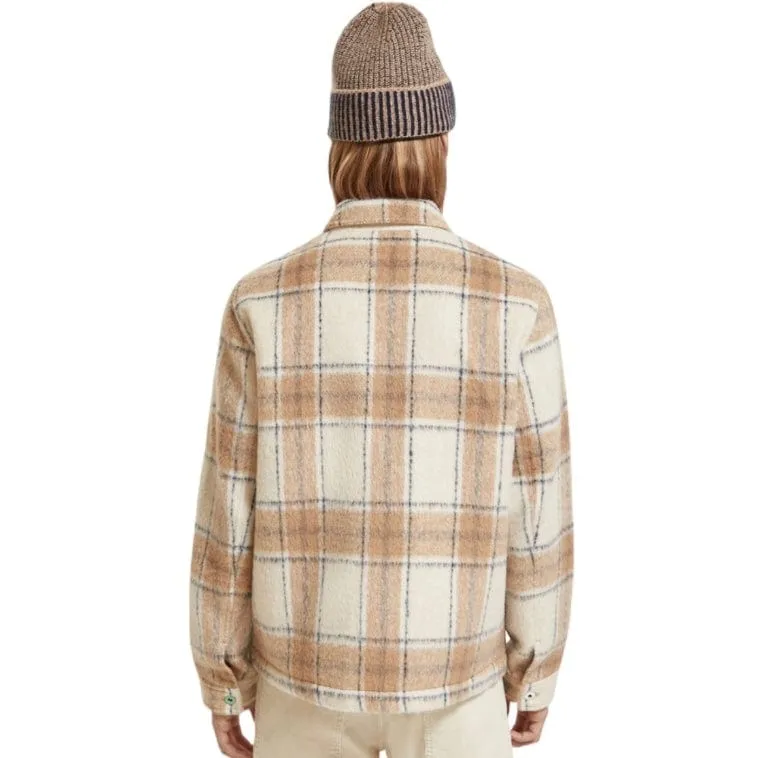 Scotch & Soda Zip-Thru Check Overshirt (Offwhite Camel Check) 174429