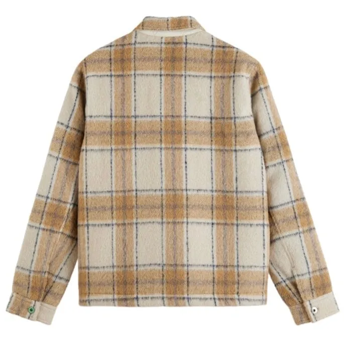 Scotch & Soda Zip-Thru Check Overshirt (Offwhite Camel Check) 174429