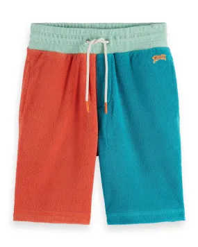 SCOTCH AND SODA SS24 COLOUR-BLOCK TOWELLING TERRY SWEATSHORTS