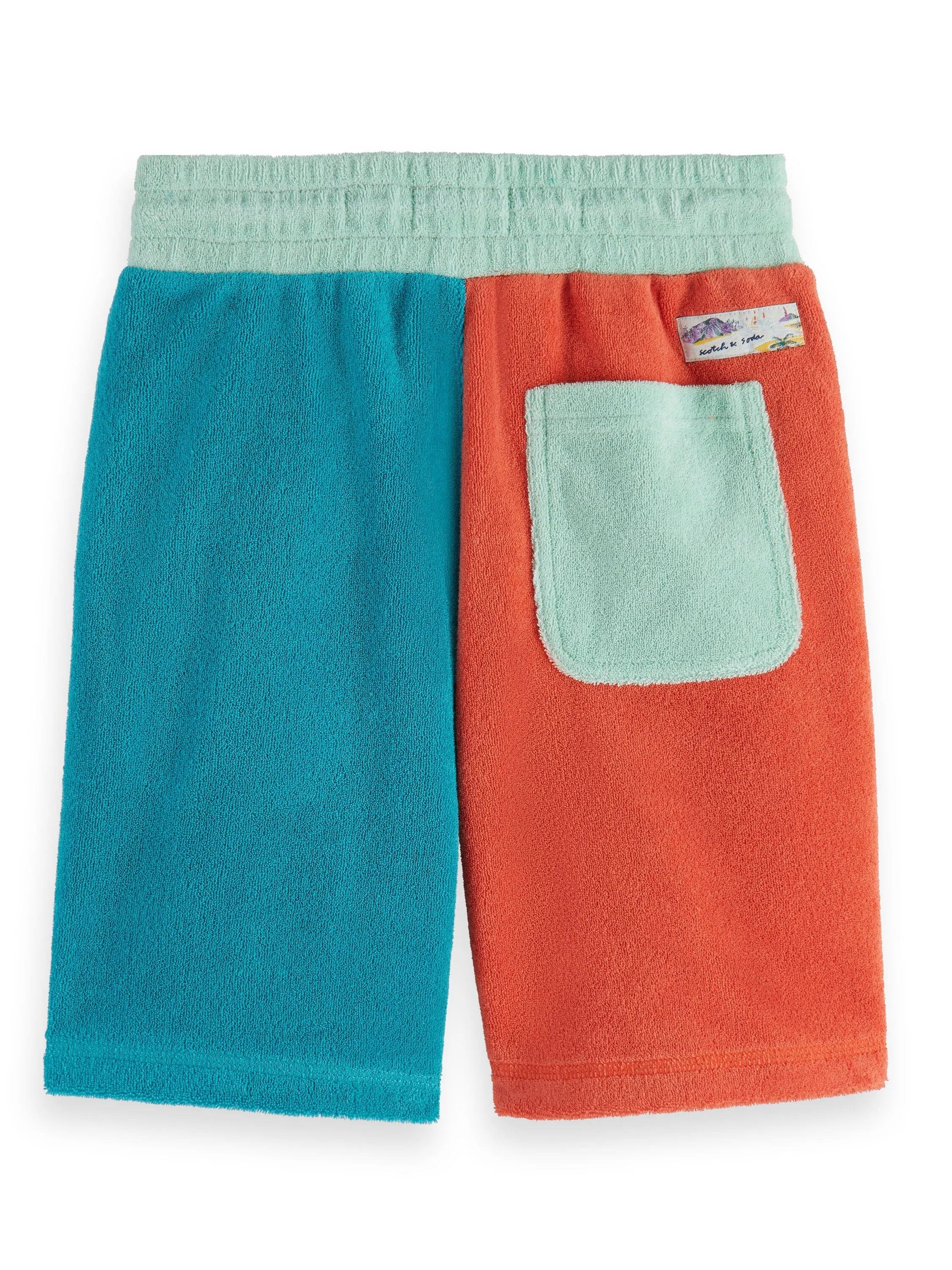 SCOTCH AND SODA SS24 COLOUR-BLOCK TOWELLING TERRY SWEATSHORTS