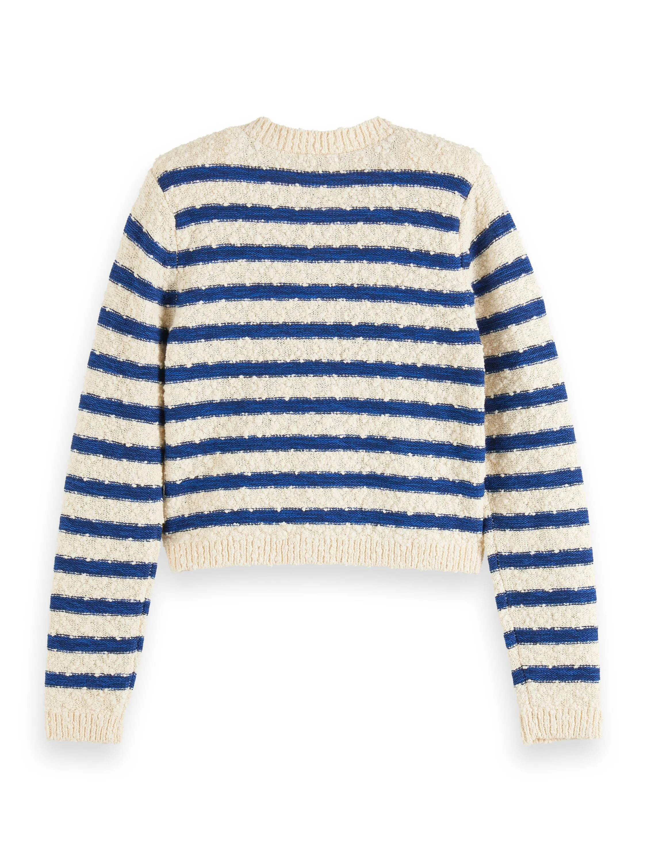 SCOTCH AND SODA SS24 TEXTURED MARINE BRETON STRIPE CARDIGAN