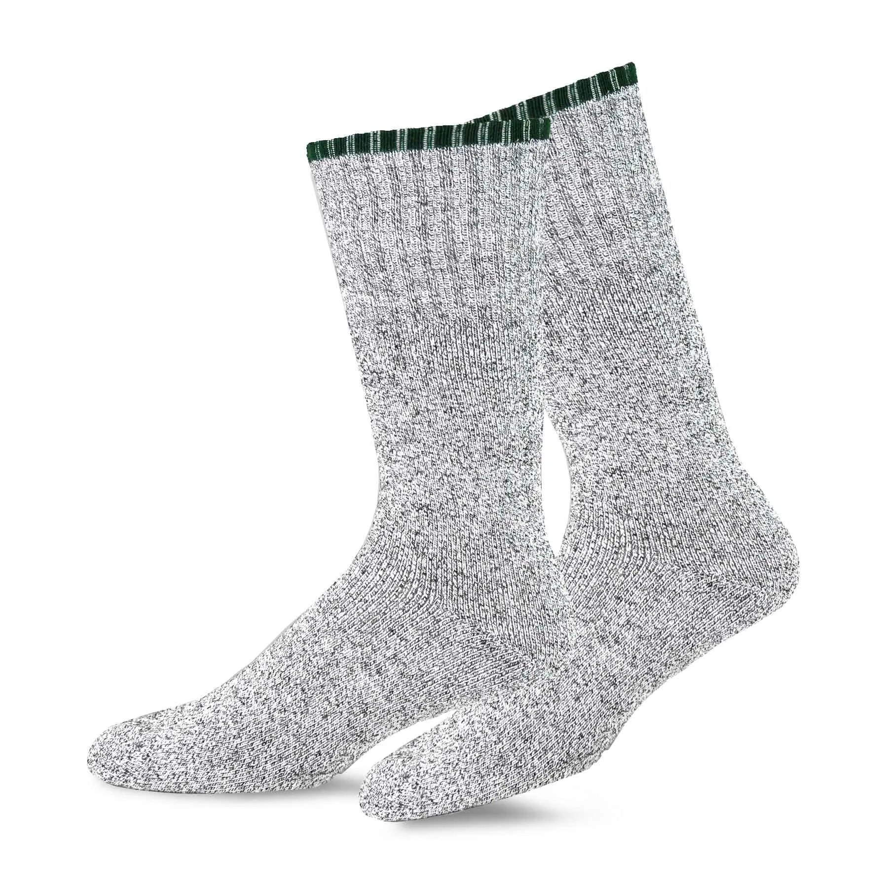 TeeHee Socks Men's Thermal Cotton Crew Black/Green Stripe 2-Pack (50765)