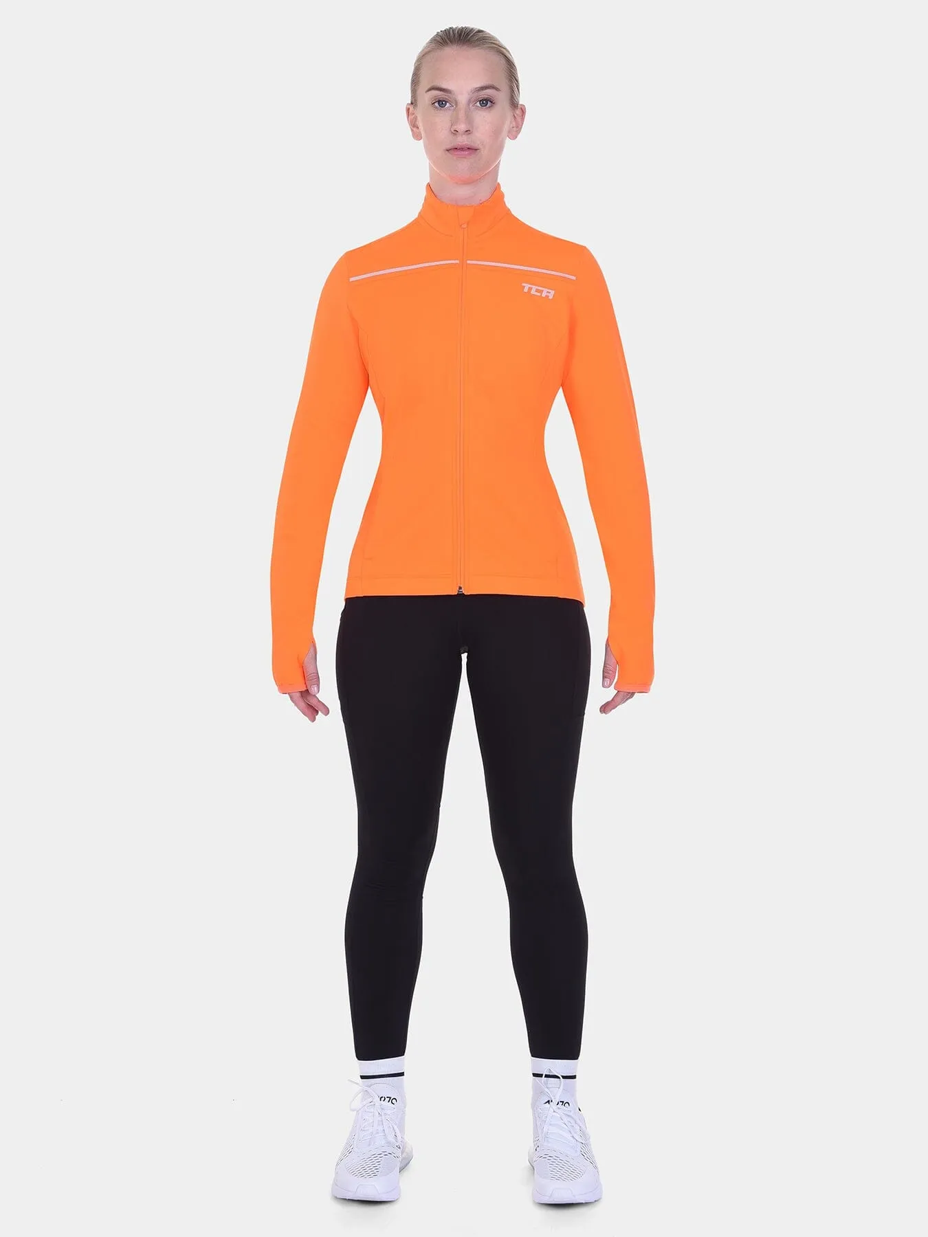 Thermal Cycling Jacket For Women With Thumbholes, Reflective Strips, Brushed Inner Fabric, Side & Internal Zip Pockets