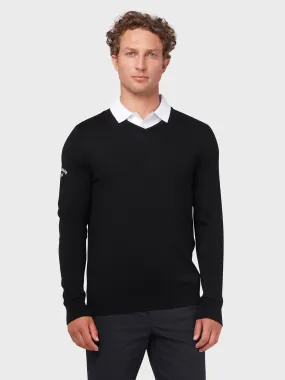 Thermal Merino Wool V-Neck Sweater In Black Onyx