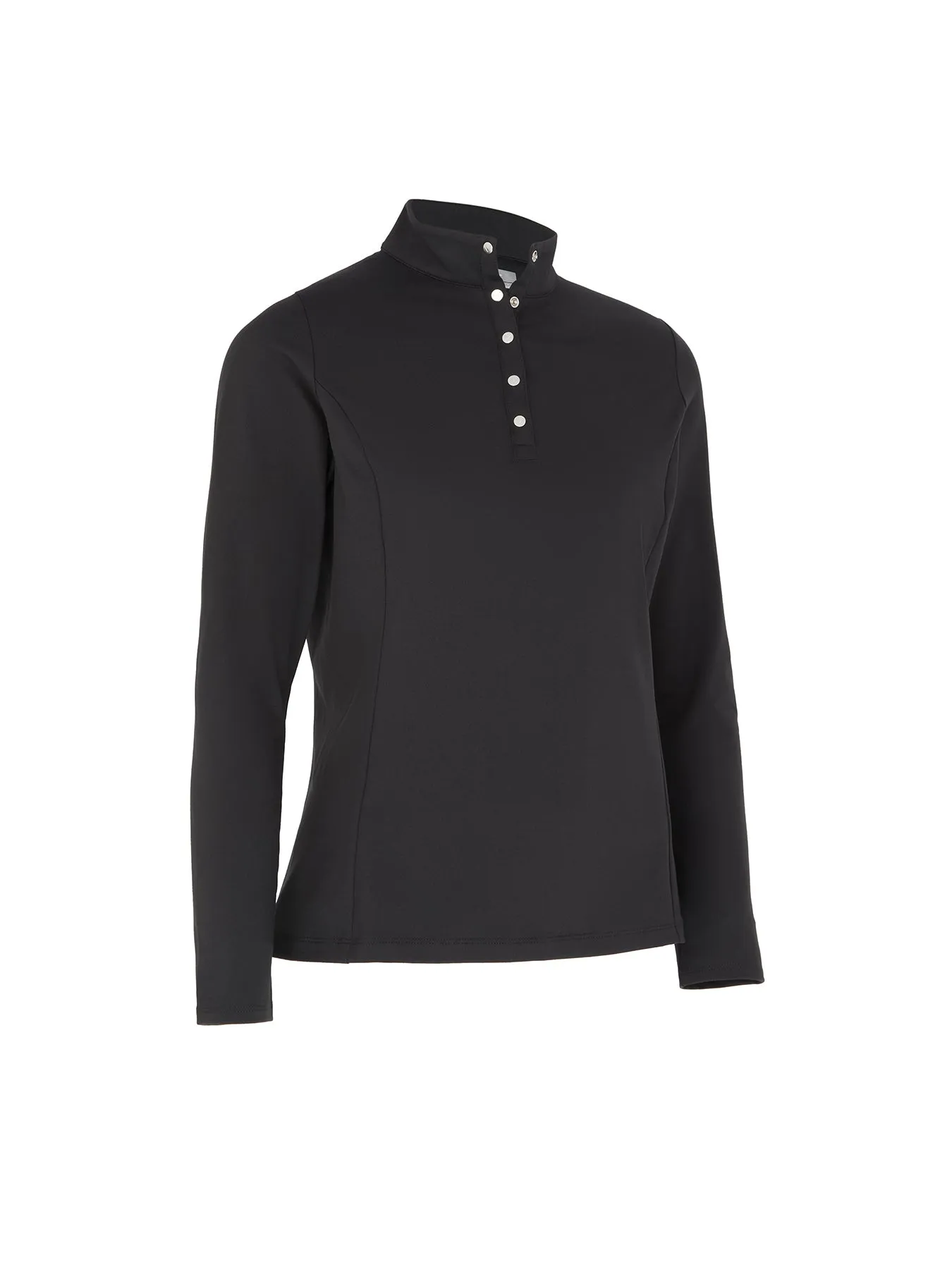 Women's Thermal Longsleeve Fleece Back Jersey Polo In Caviar