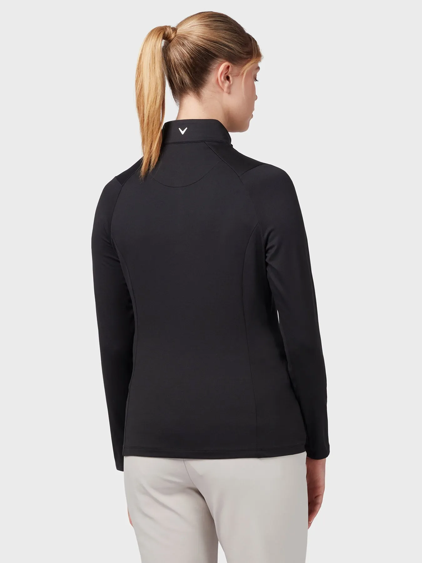 Women's Thermal Longsleeve Fleece Back Jersey Polo In Caviar